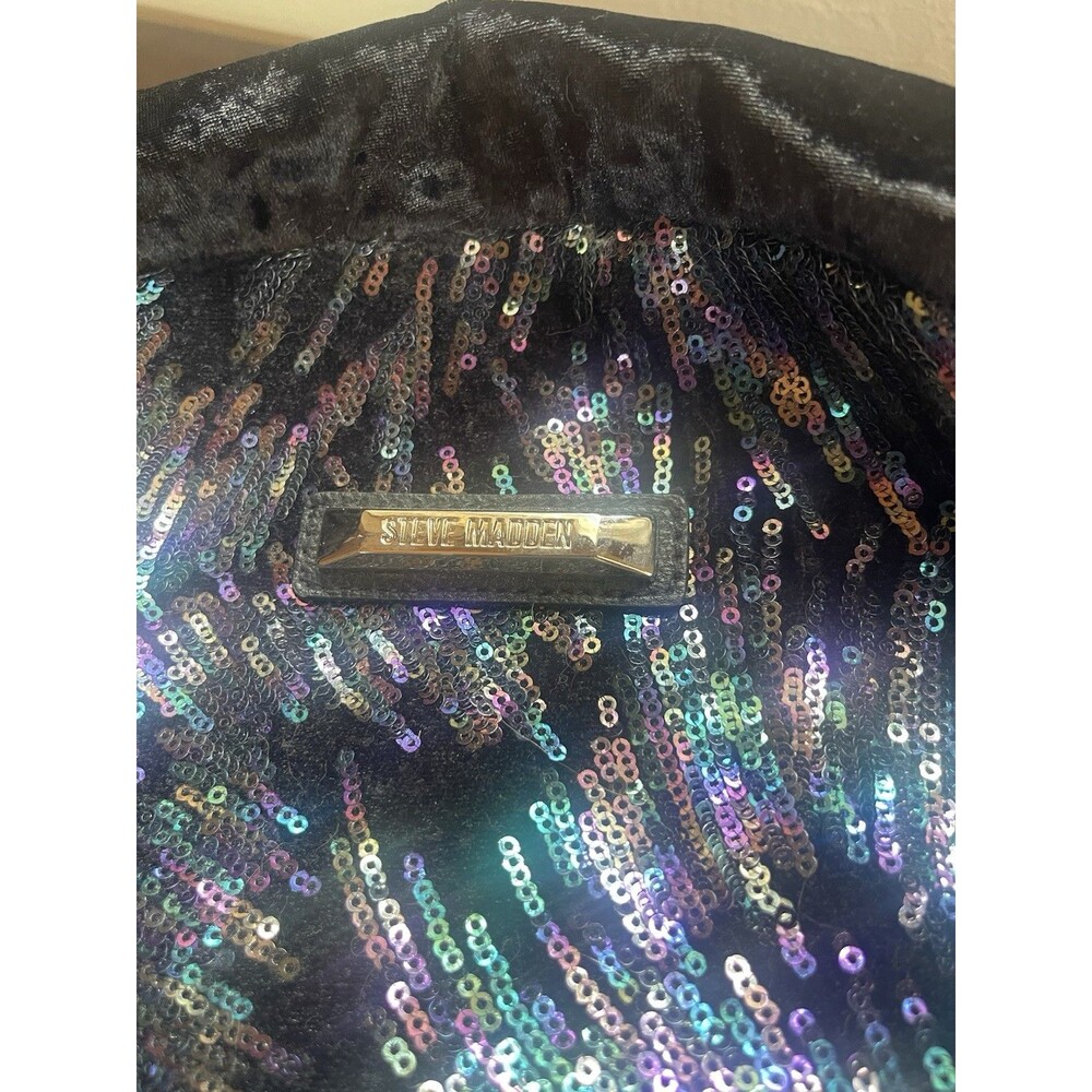 STEVE MADDEN Bfallon sequin velvet faux-leather women's school backpack in Black - Picture 5 of 6